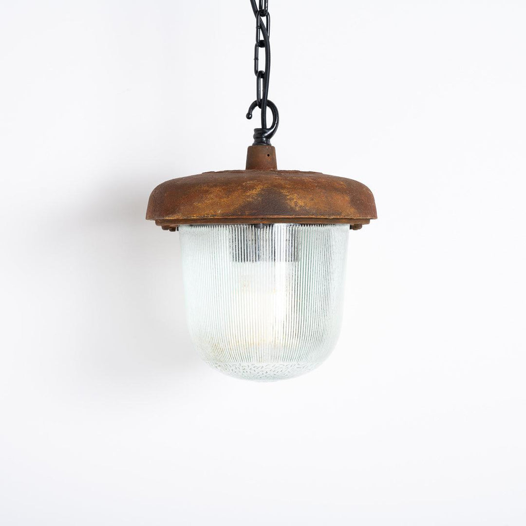 Large Industrial Rusted Pendant Lights Reclaimed from the Eastern Bloc
