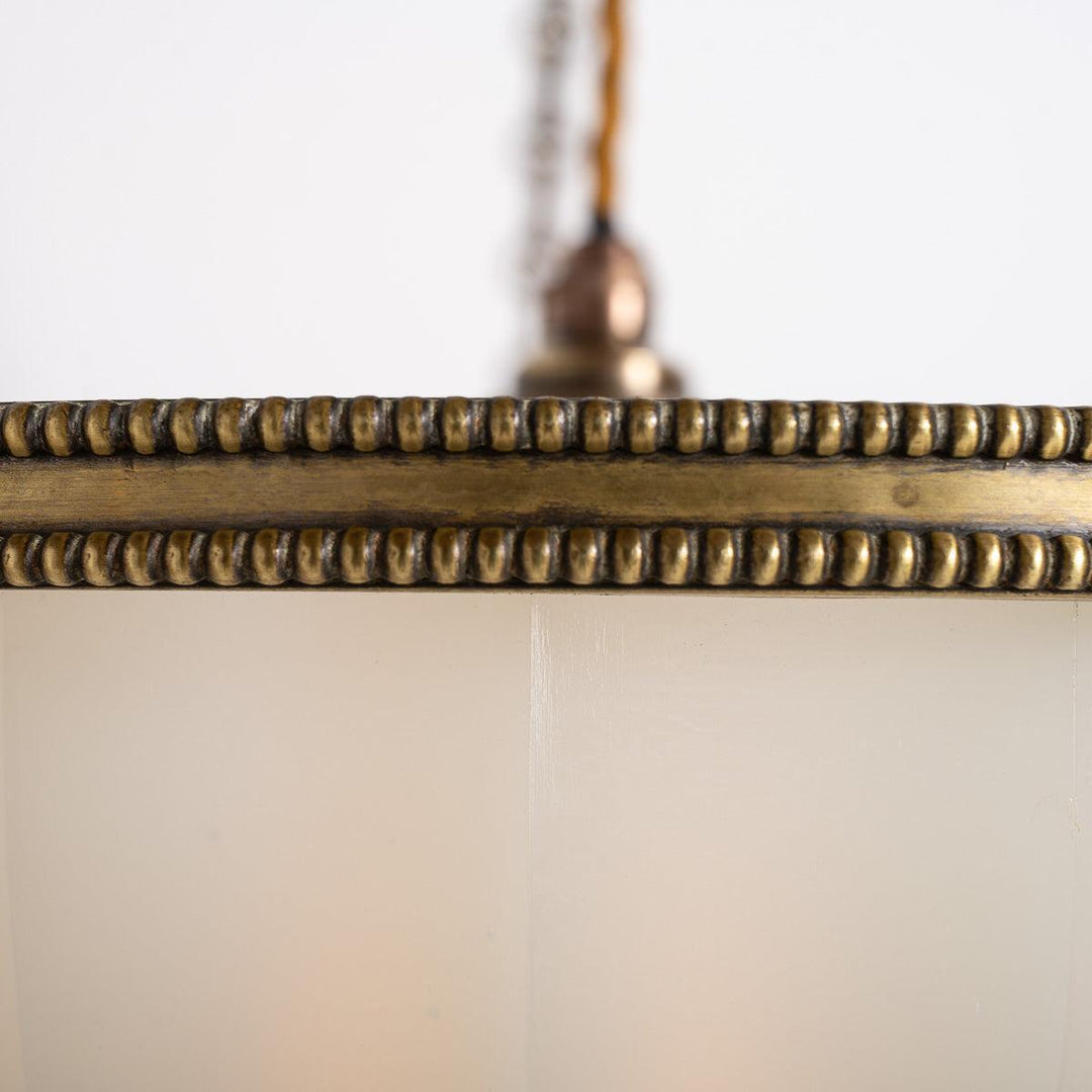 Large Jefferson "DORIC" Moonstone Glass Plafonnier with Attractive Brass Fittings