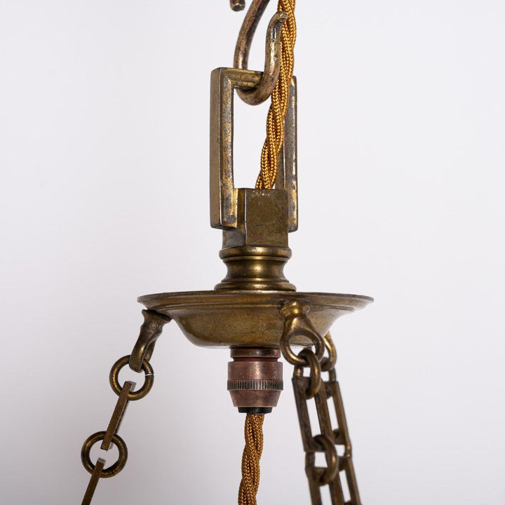 Large Jefferson "DORIC" Moonstone Glass Plafonnier with Attractive Brass Fittings