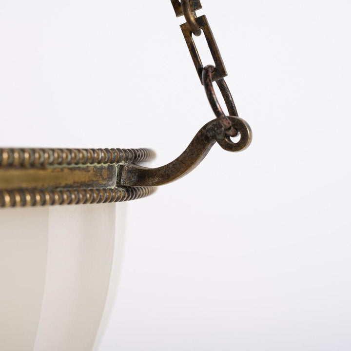 Large Jefferson "DORIC" Moonstone Glass Plafonnier with Attractive Brass Fittings