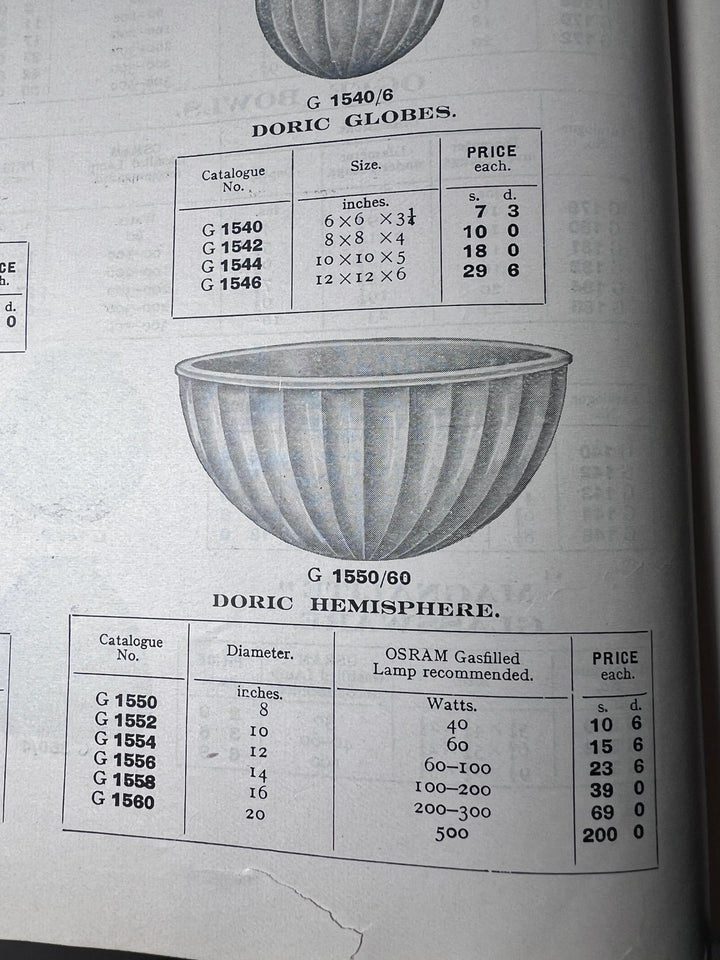 Large Jefferson "DORIC" Moonstone Glass Plafonnier with Attractive Brass Fittings