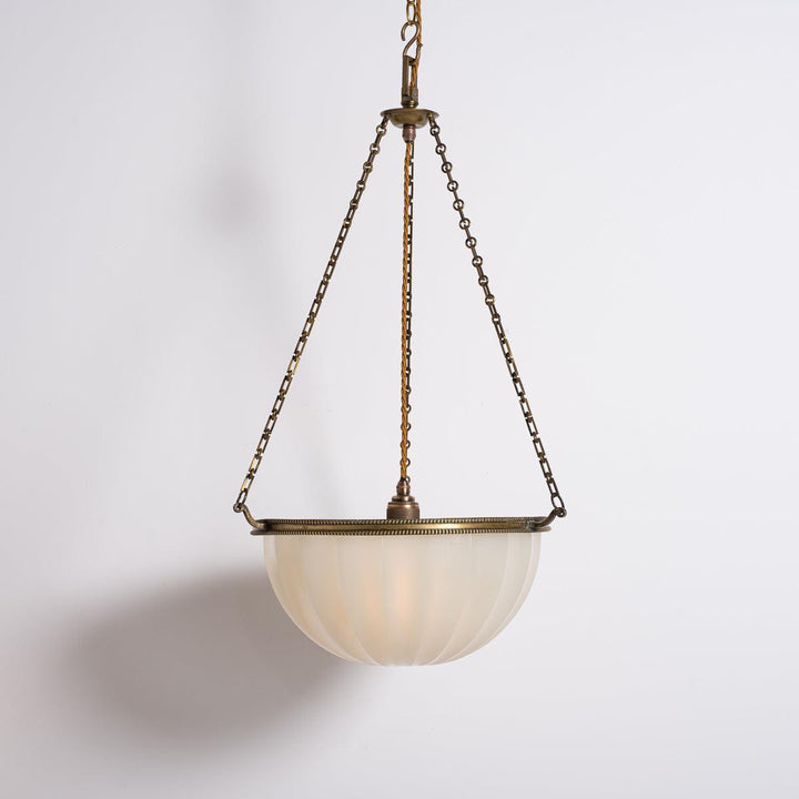 Large Jefferson "DORIC" Moonstone Glass Plafonnier with Attractive Brass Fittings