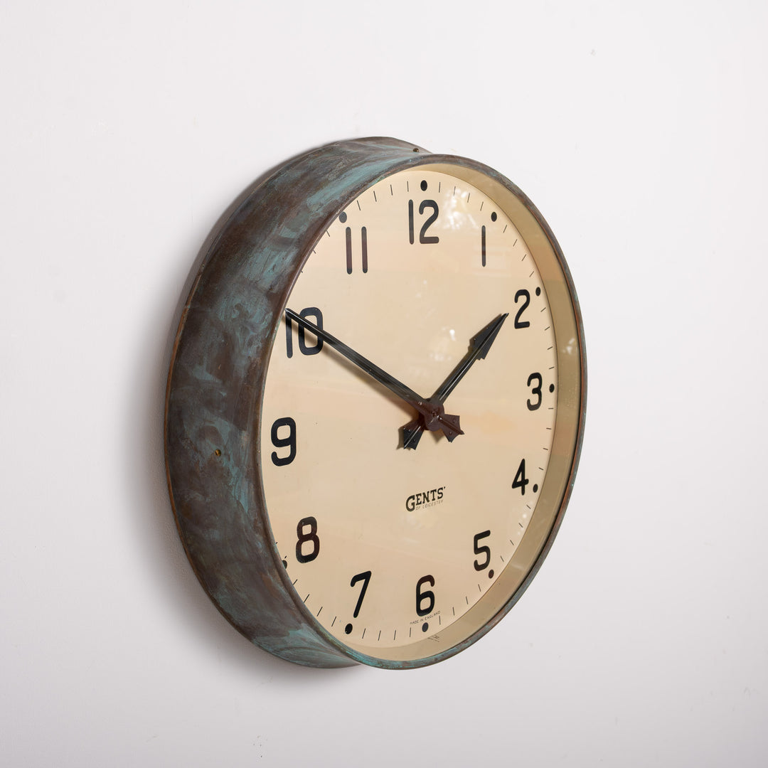 Large Mid Century Copper Cased Factory Slave Clock by Gents of Leicester