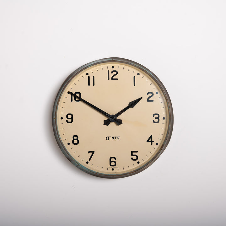 Large Mid Century Copper Cased Factory Slave Clock by Gents of Leicester