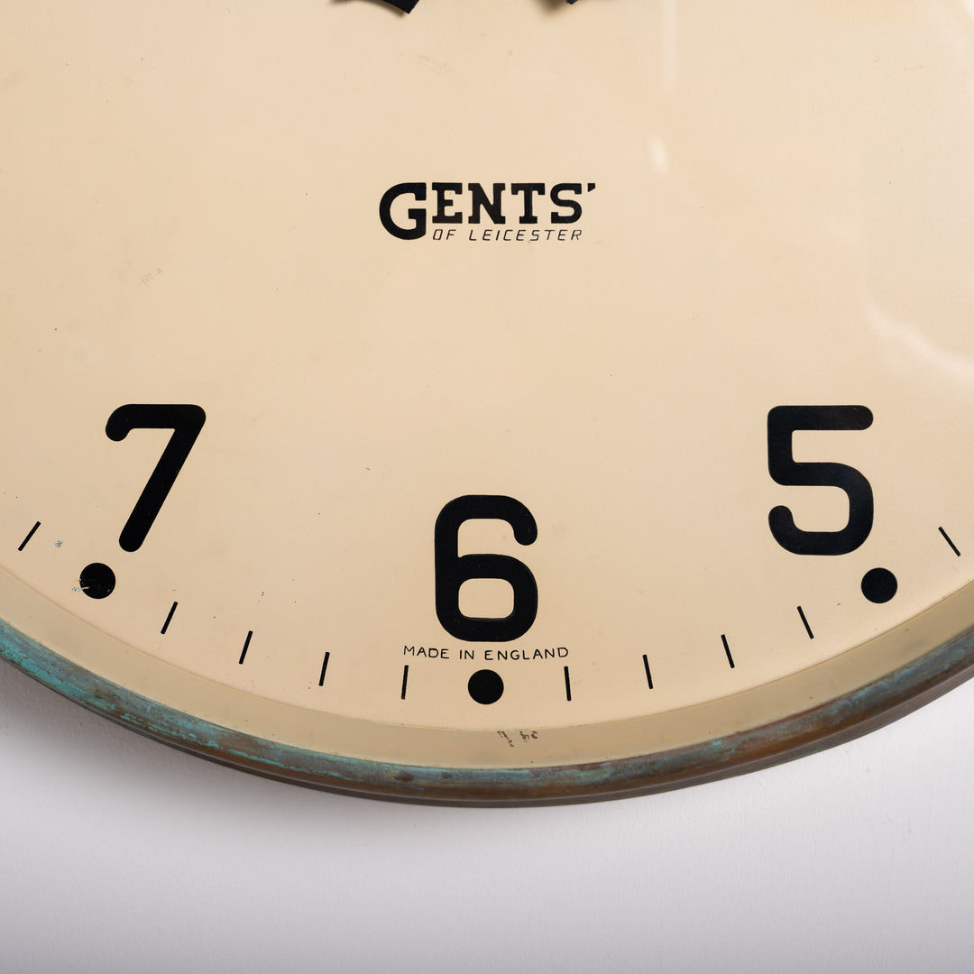 Large Mid Century Copper Cased Factory Slave Clock by Gents of Leicester