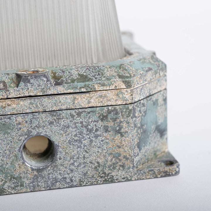 Large Reclaimed Prismatic Glass Bulkhead Wall Light Fittings by Holophane