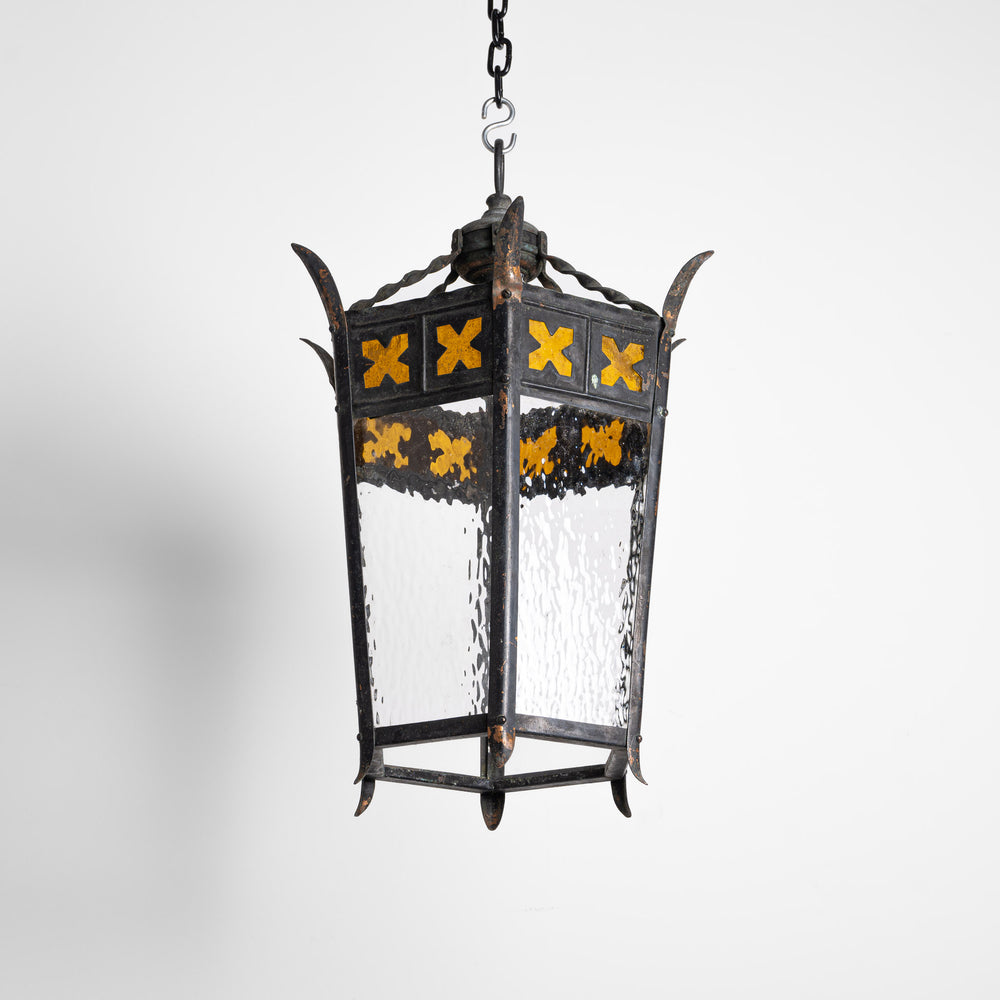 Large Reclaimed Vintage Copper Gothic Hall Lanterns - Pair