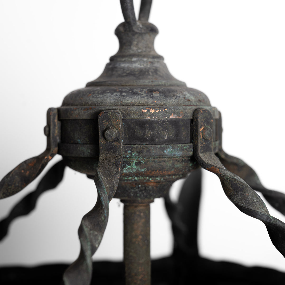 Large Reclaimed Vintage Copper Gothic Hall Lanterns - Pair