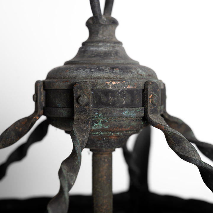 Large Reclaimed Vintage Copper Gothic Hall Lanterns - Pair