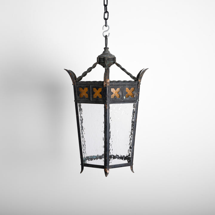 Large Reclaimed Vintage Copper Gothic Hall Lanterns - Pair