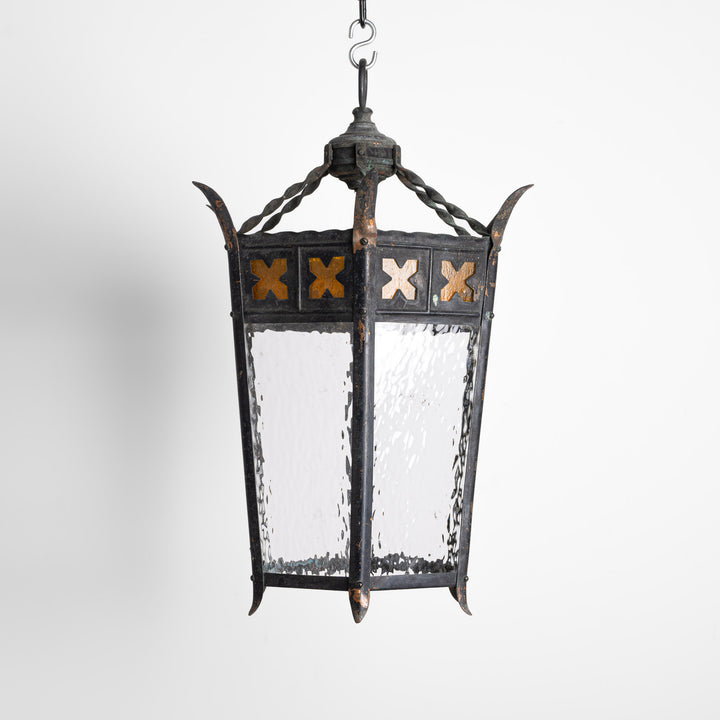 Large Reclaimed Vintage Copper Gothic Hall Lanterns - Pair