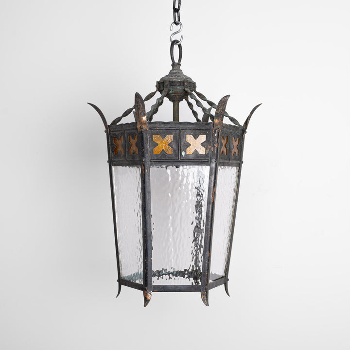 Large Reclaimed Vintage Copper Gothic Hall Lanterns - Pair