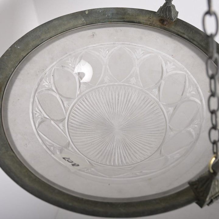 Large Scale Tapered Multi-Cut Crystal Bowl Plafonnier in Substantial Cast Bronze Mount