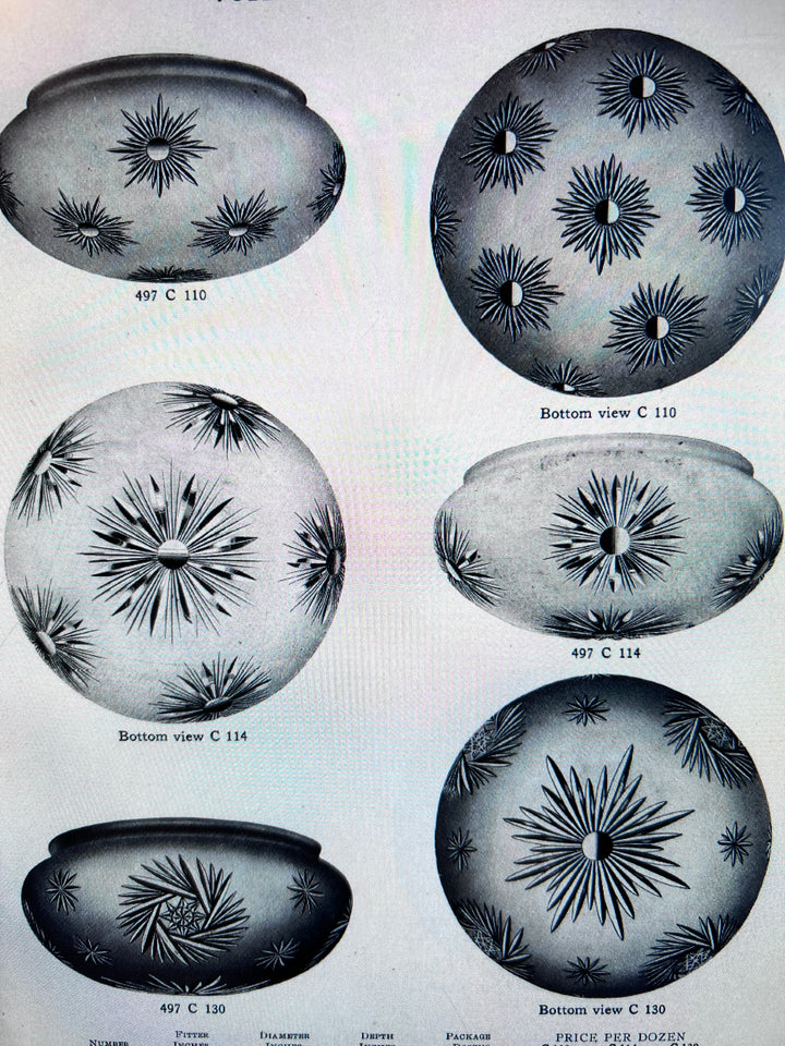 Large Scale Wrought Iron & Cast Brass Plafonnier with Rare Jefferson Satin & Cut Crystal Bowl