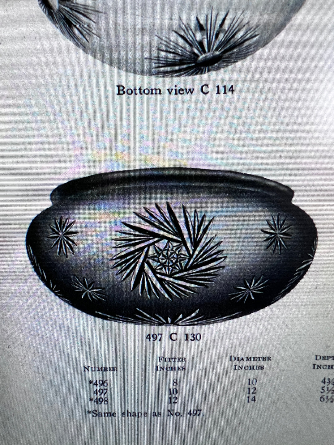 Large Scale Wrought Iron & Cast Brass Plafonnier with Rare Jefferson Satin & Cut Crystal Bowl