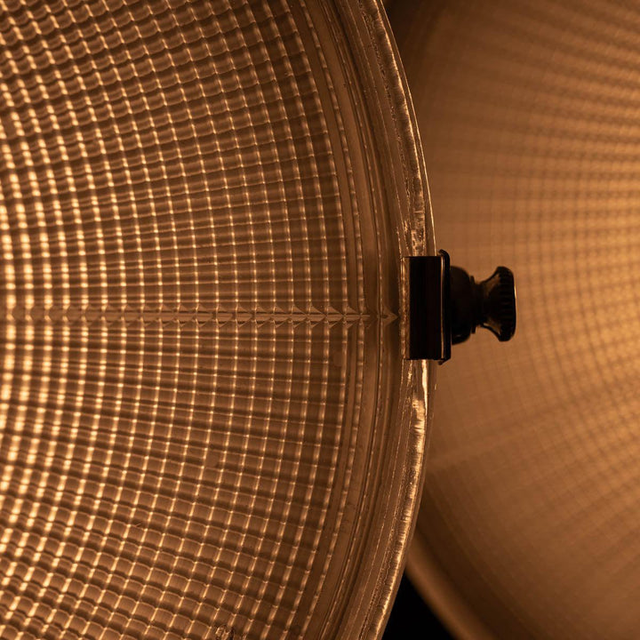 Large Two Part Vintage Holophane Pendant Lights with Polished Brass Fittings