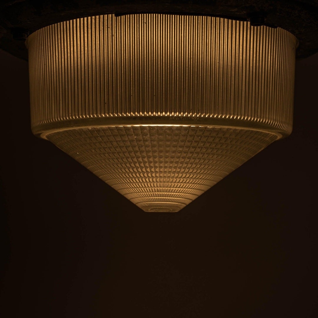 Large Vintage Holophane Cast Aluminium Enclosed Industrial Pendant Lights