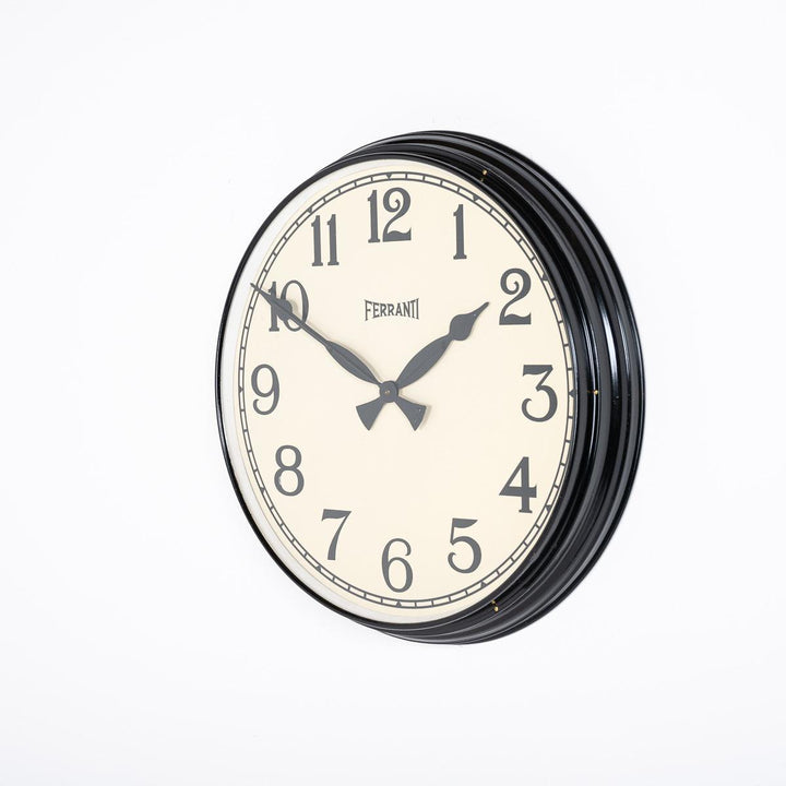 Large Vintage Industrial Painted Metal Wall Clock by Ferranti Ltd