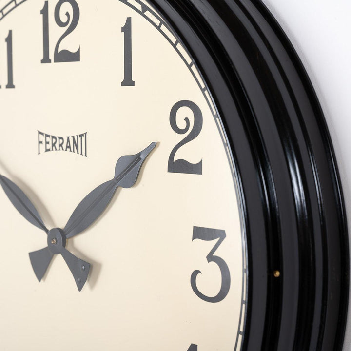 Large Vintage Industrial Painted Metal Wall Clock by Ferranti Ltd