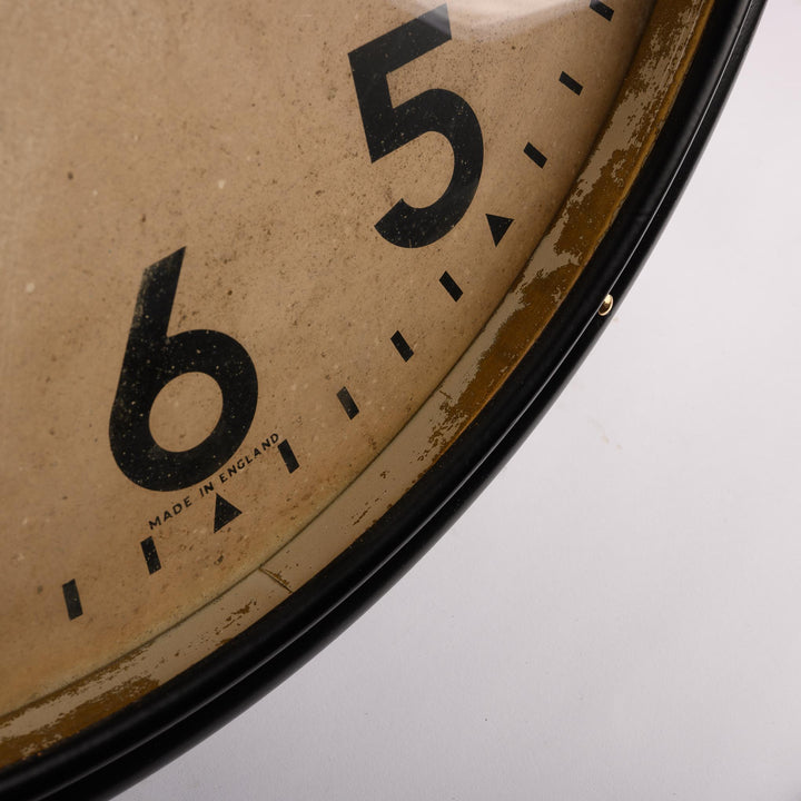 Large Vintage Smiths Sectric Black Steel Factory Wall Clock