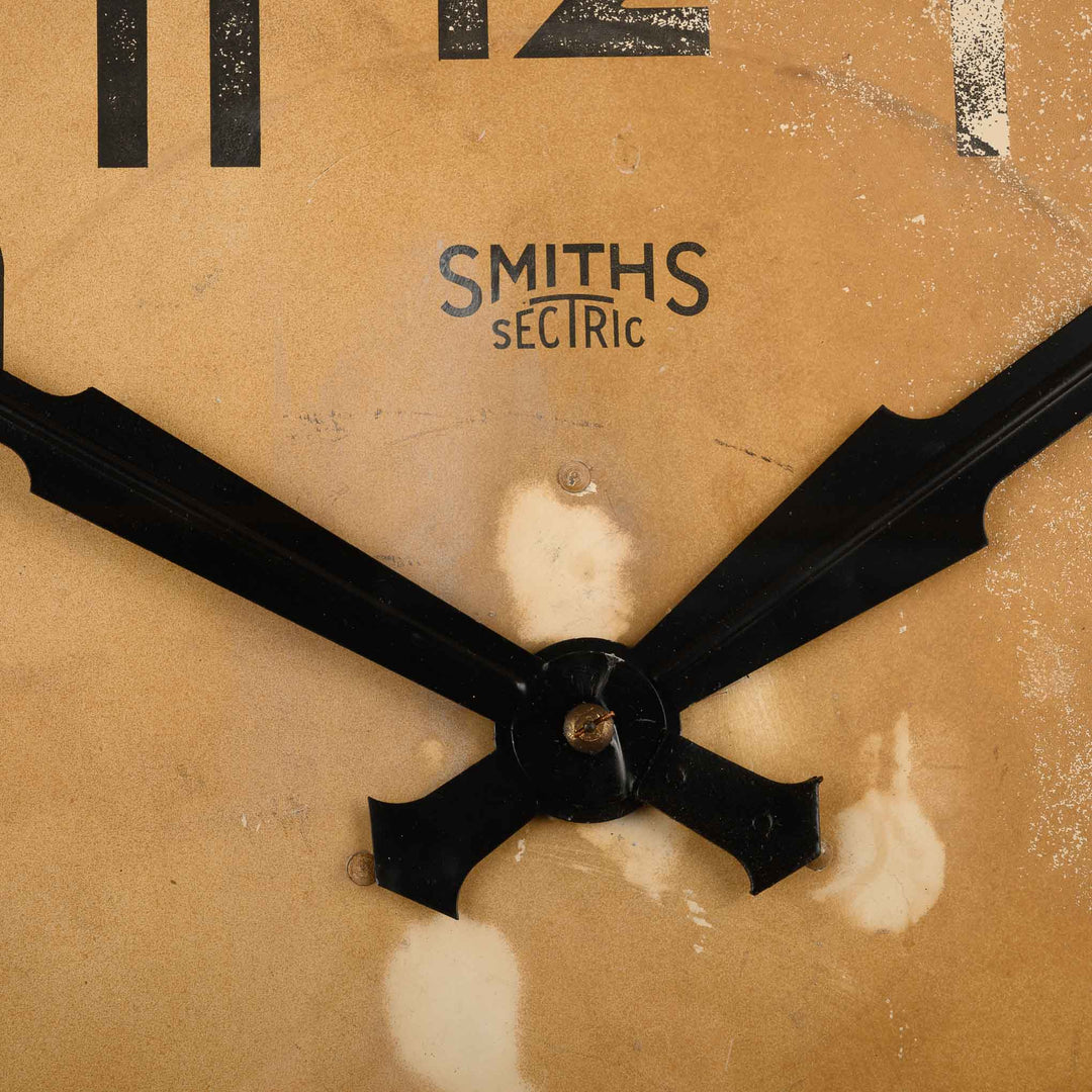 Large Vintage Smiths Sectric Black Steel Factory Wall Clock
