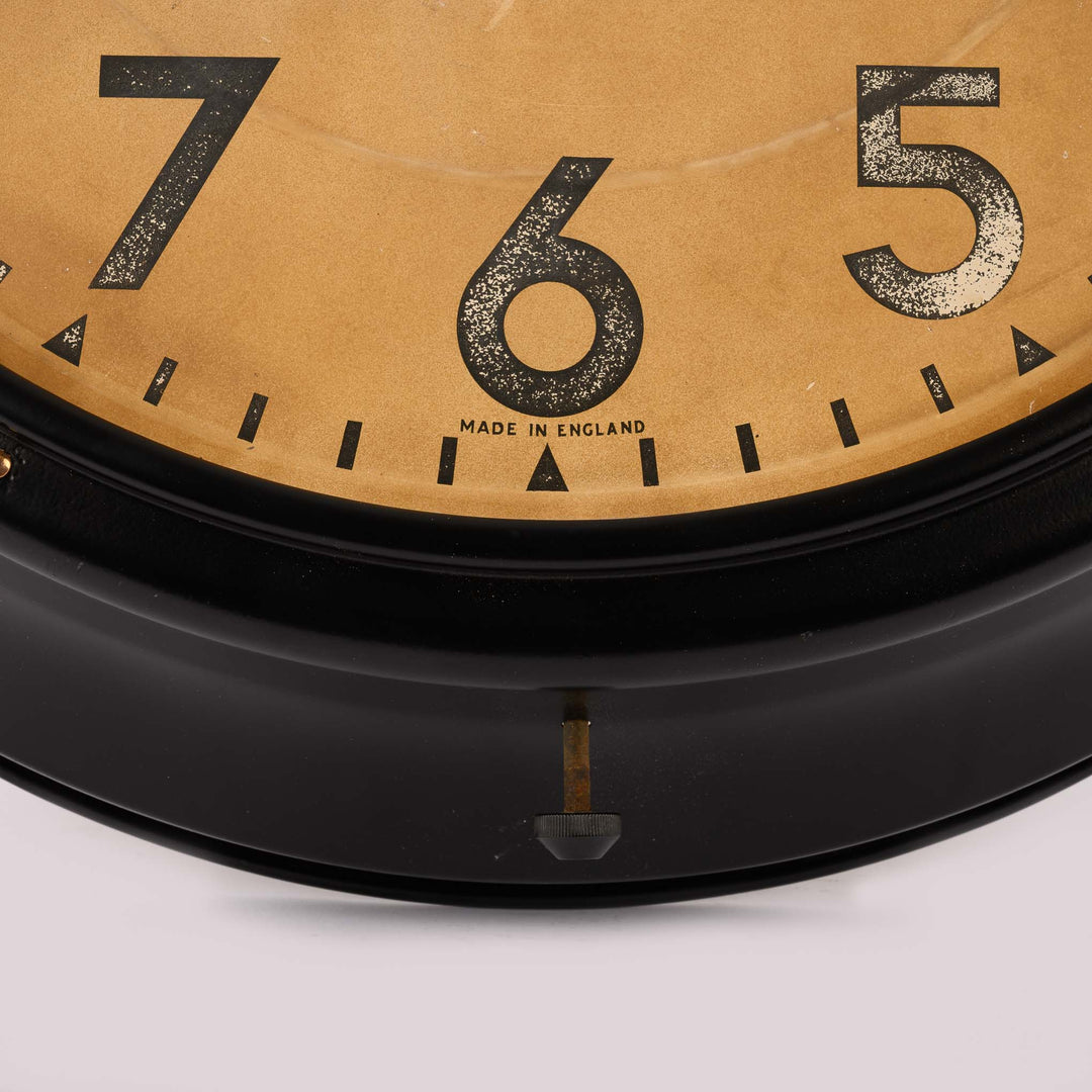 Large Vintage Smiths Sectric Black Steel Factory Wall Clock