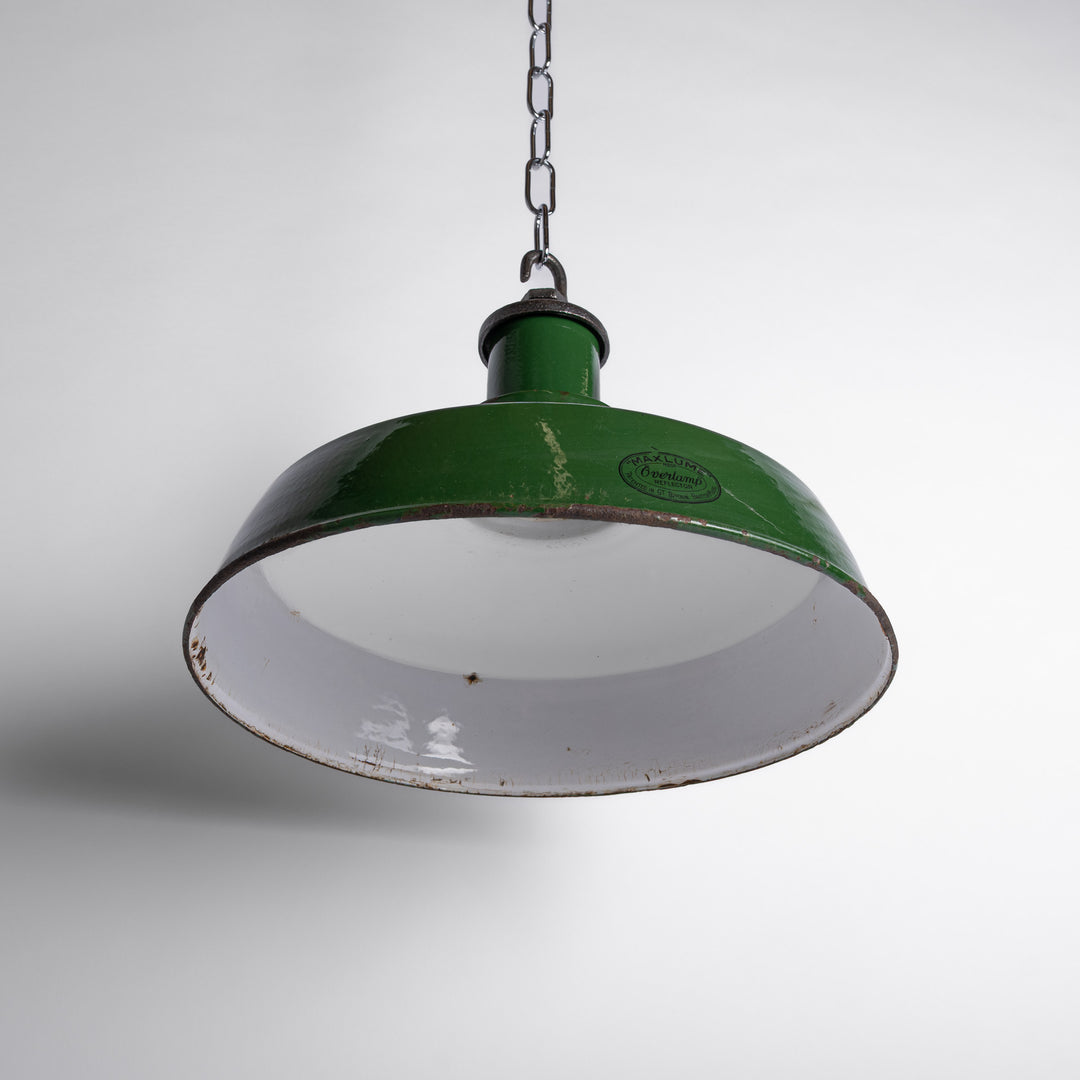 Maxlume “Overlamp” Industrial Green Enamel Pendant Lights