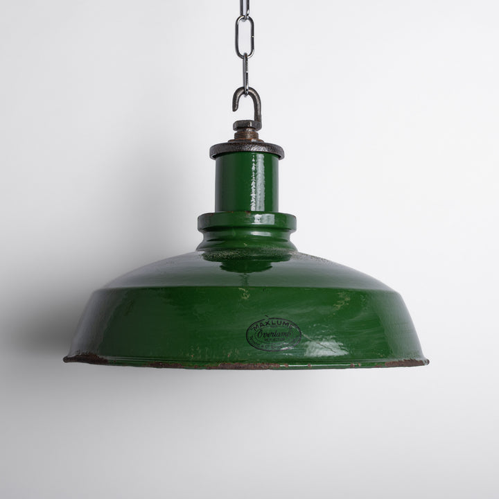 Maxlume “Overlamp” Industrial Green Enamel Pendant Lights