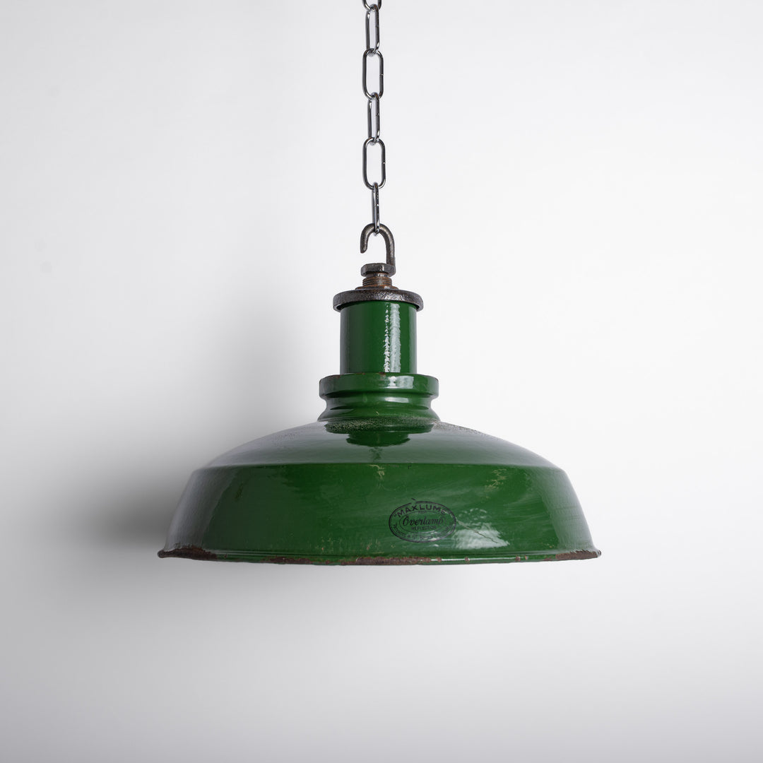 Maxlume “Overlamp” Industrial Green Enamel Pendant Lights