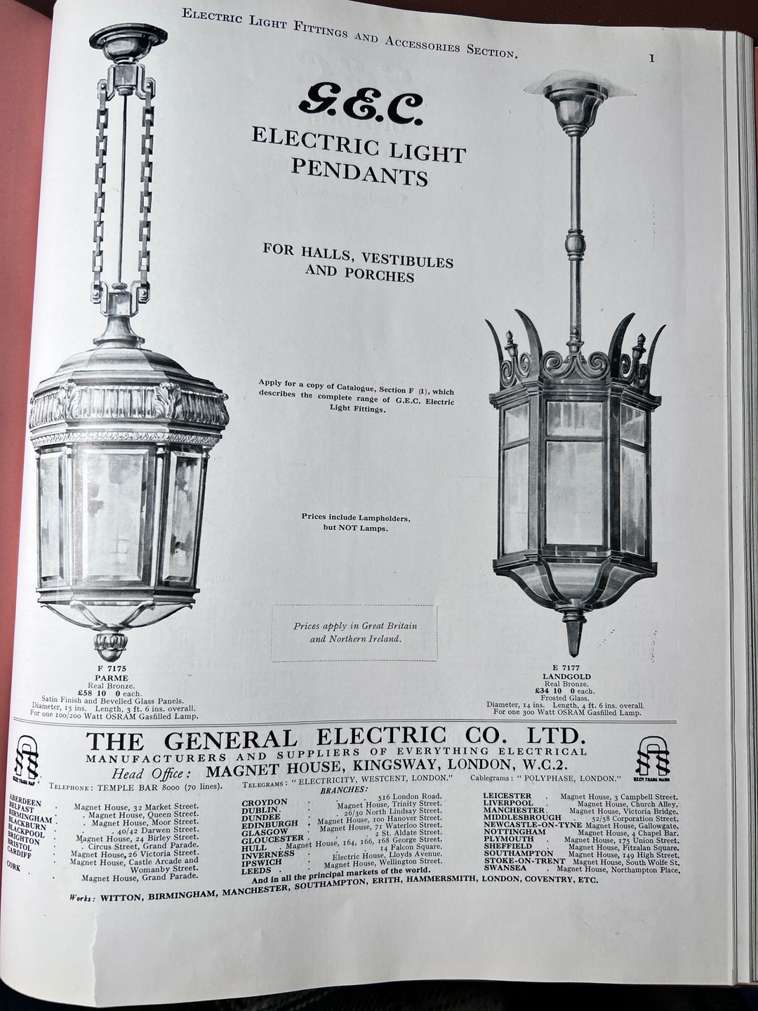 Monumental Cast Bronze Exterior Lanterns by The General Electric Company