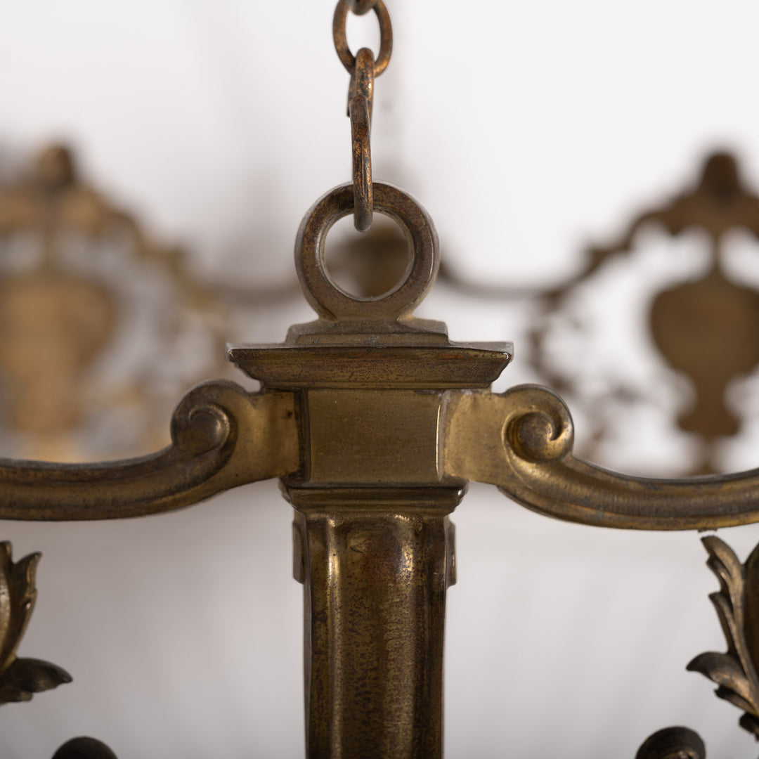 Monumental F. & C. Osler Satin Cut Crystal Plafonnier with Baroque Cast Bronze Crown Gallery