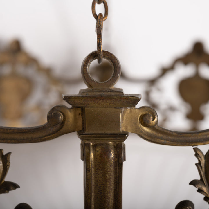 Monumental F. & C. Osler Satin Cut Crystal Plafonnier with Baroque Cast Bronze Crown Gallery