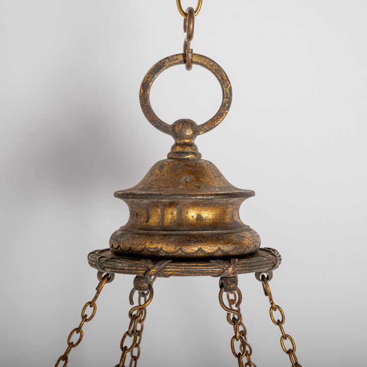 Monumental F. & C. Osler Satin Cut Crystal Plafonnier with Baroque Cast Bronze Crown Gallery