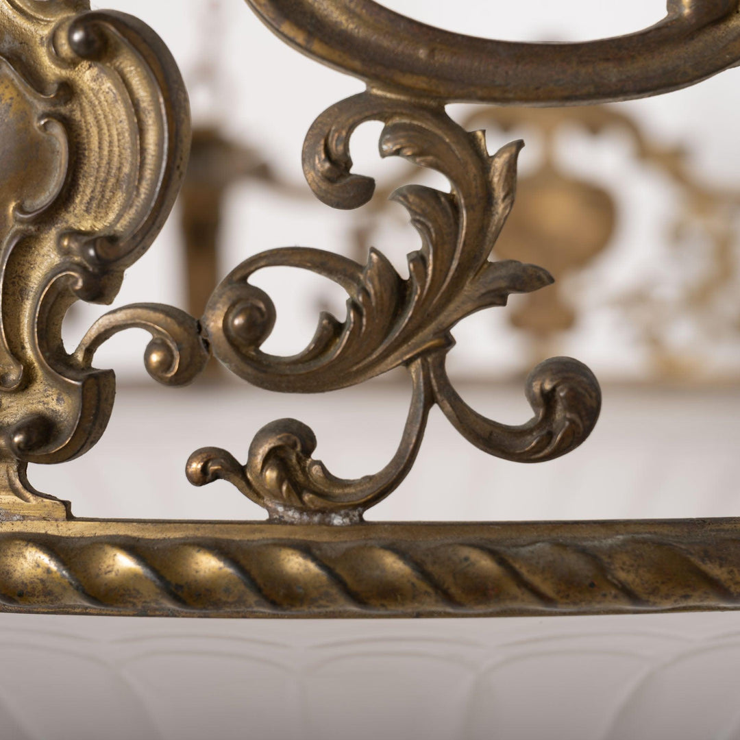 Monumental F. & C. Osler Satin Cut Crystal Plafonnier with Baroque Cast Bronze Crown Gallery