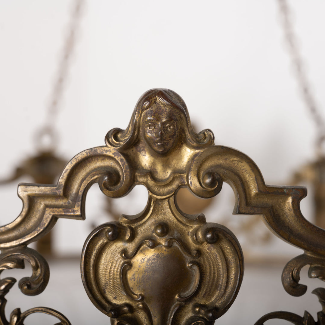 Monumental F. & C. Osler Satin Cut Crystal Plafonnier with Baroque Cast Bronze Crown Gallery