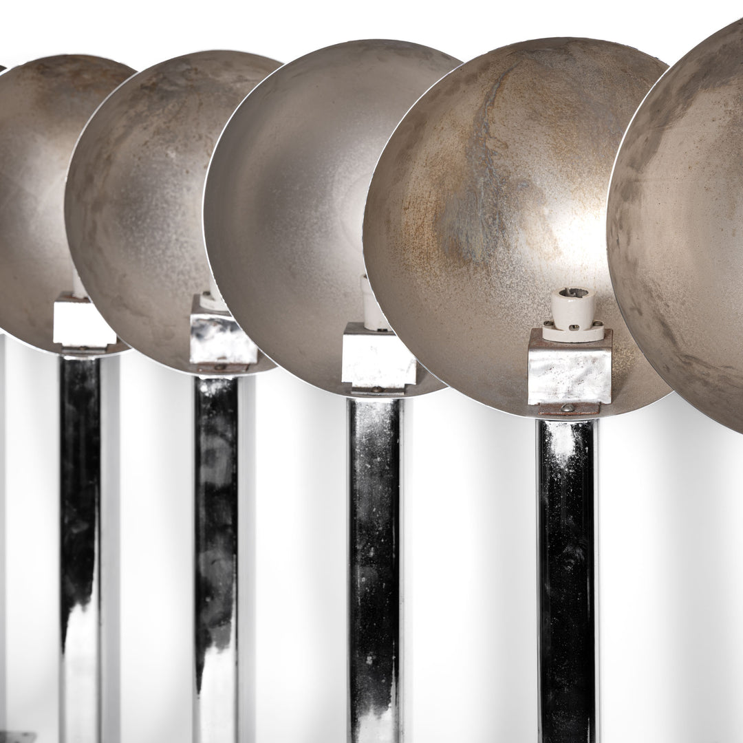 Monumental Scale Polished Steel Art Deco Commercial Uplighter's