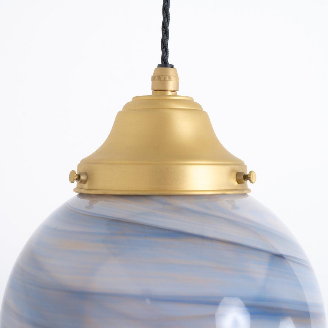 Murano Marbled Glass Globes Pendant Lights with Satin Brass Fittings