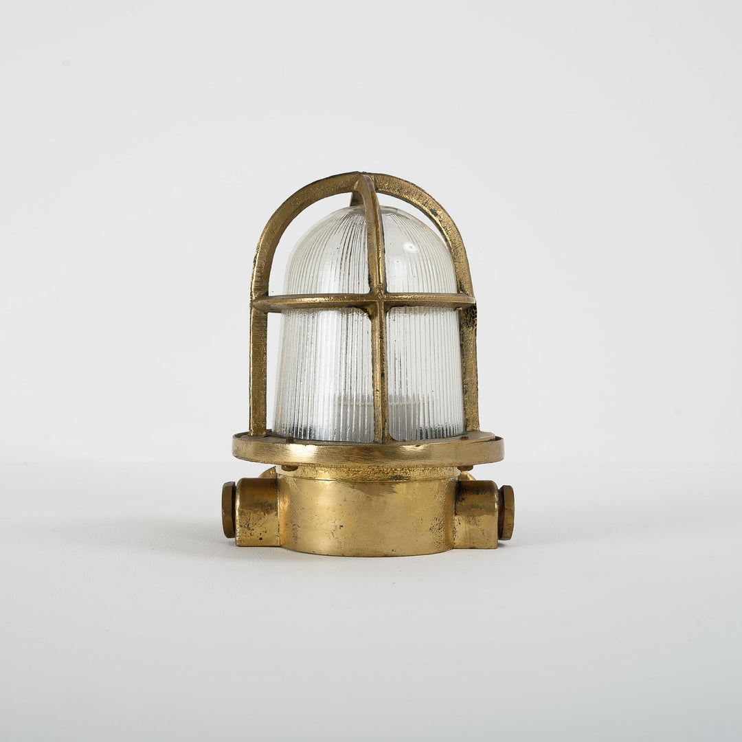 Original Brass Ship Passageway Lights with Prismatic Glass