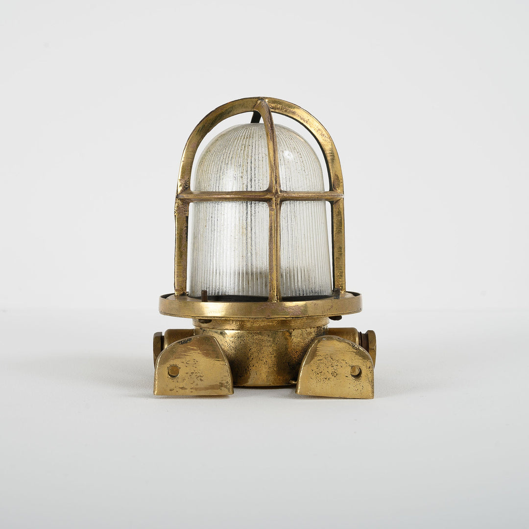 Original Brass Ship Passageway Lights with Prismatic Glass