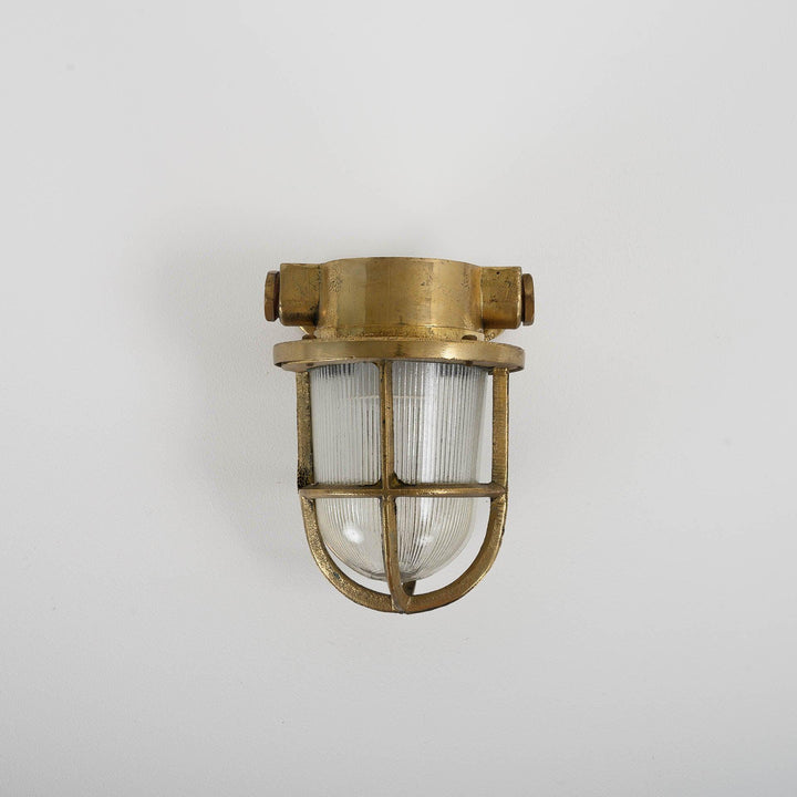 Original Brass Ship Passageway Lights with Prismatic Glass