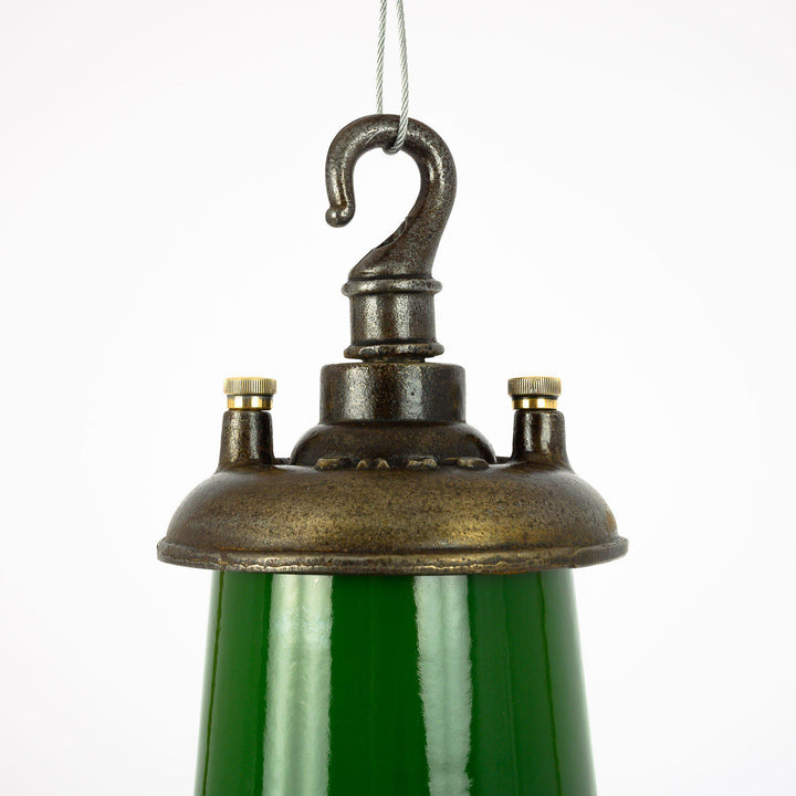 Original Industrial Green Enamel Factory Pendant Lights by Revo Tipton