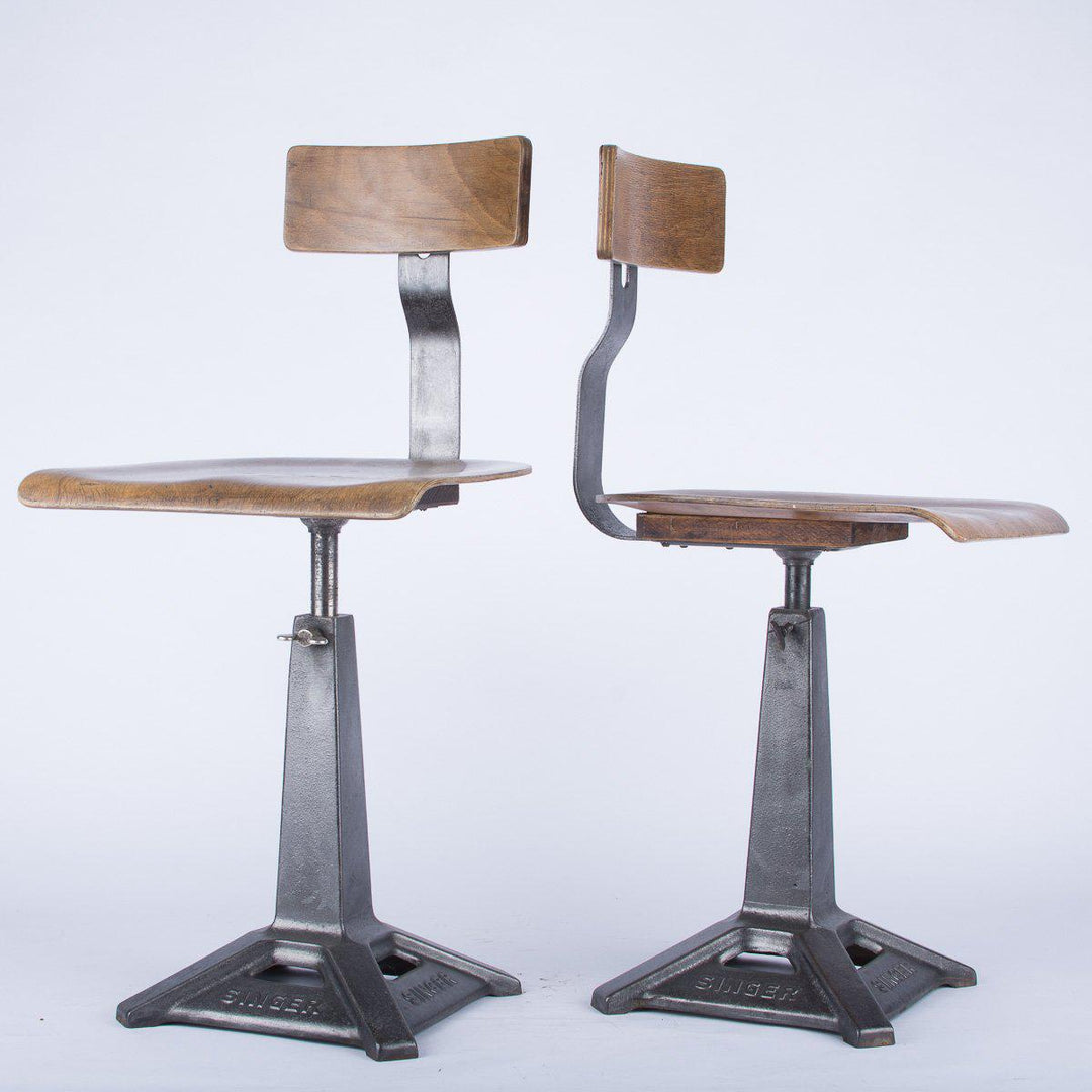 Original Reclaimed Cast Iron Singer Factory Chairs - Industrial Glow ...