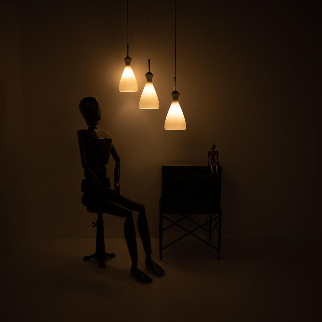 Original Vintage Opaline Church Pendant Lights Trio Industrial Glow original-vintage-opaline-church-pendant-lights-trio-industrial-glow