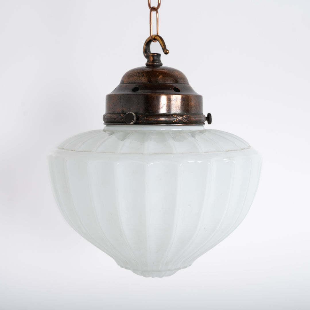 Petite Jefferson Moonstone Scalloped Glass Enclosed Pendant Light