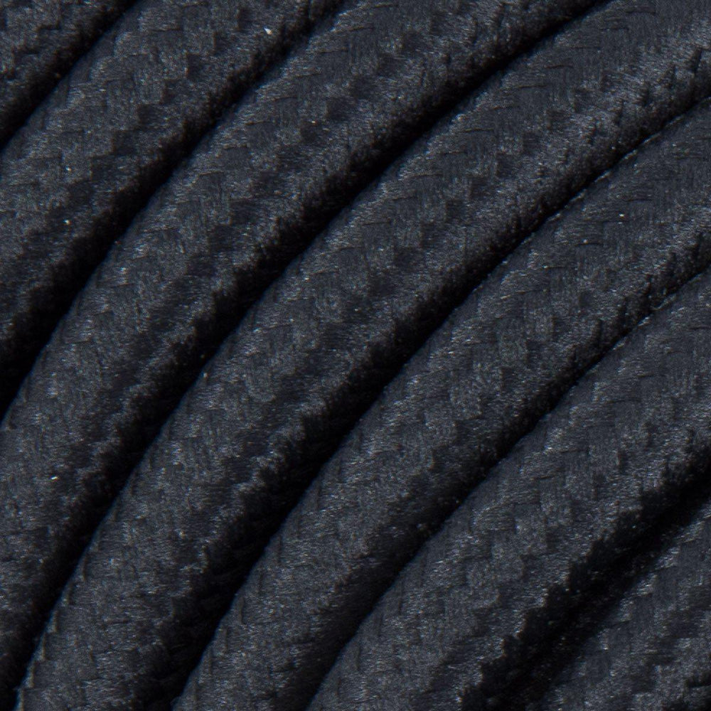 Premium Round Fabric Lighting Cable Rayon - Black