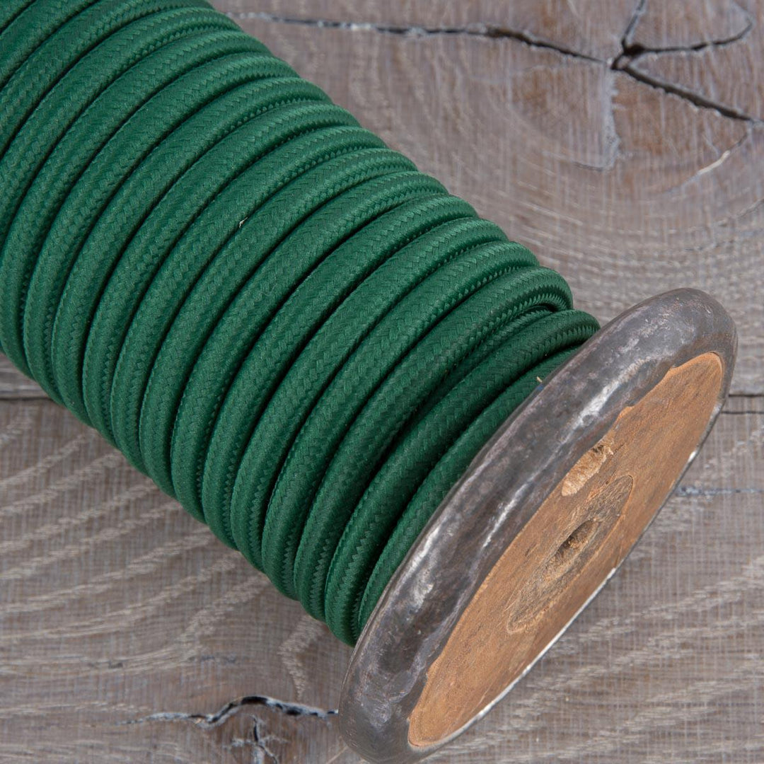 Premium Round Fabric Lighting Cable Rayon - Dark Green