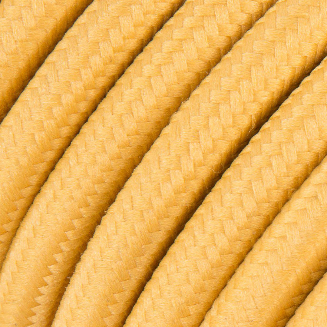 Premium Round Fabric Lighting Cable Rayon - Mustard