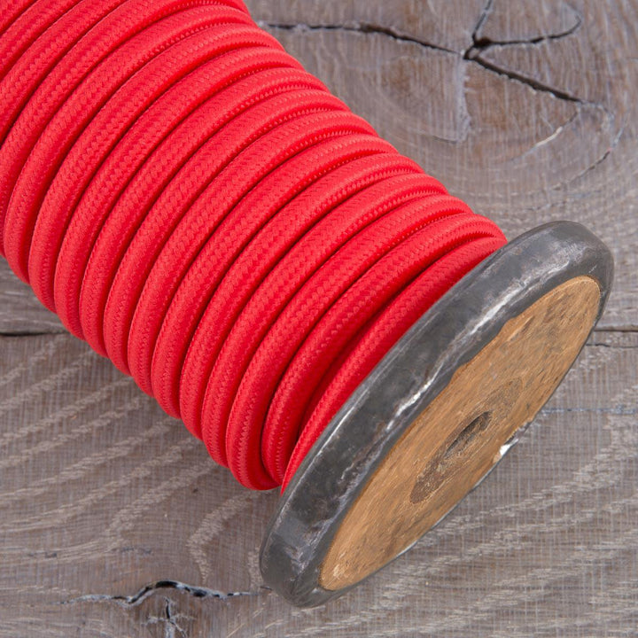 Premium Round Fabric Lighting Cable Rayon - Red