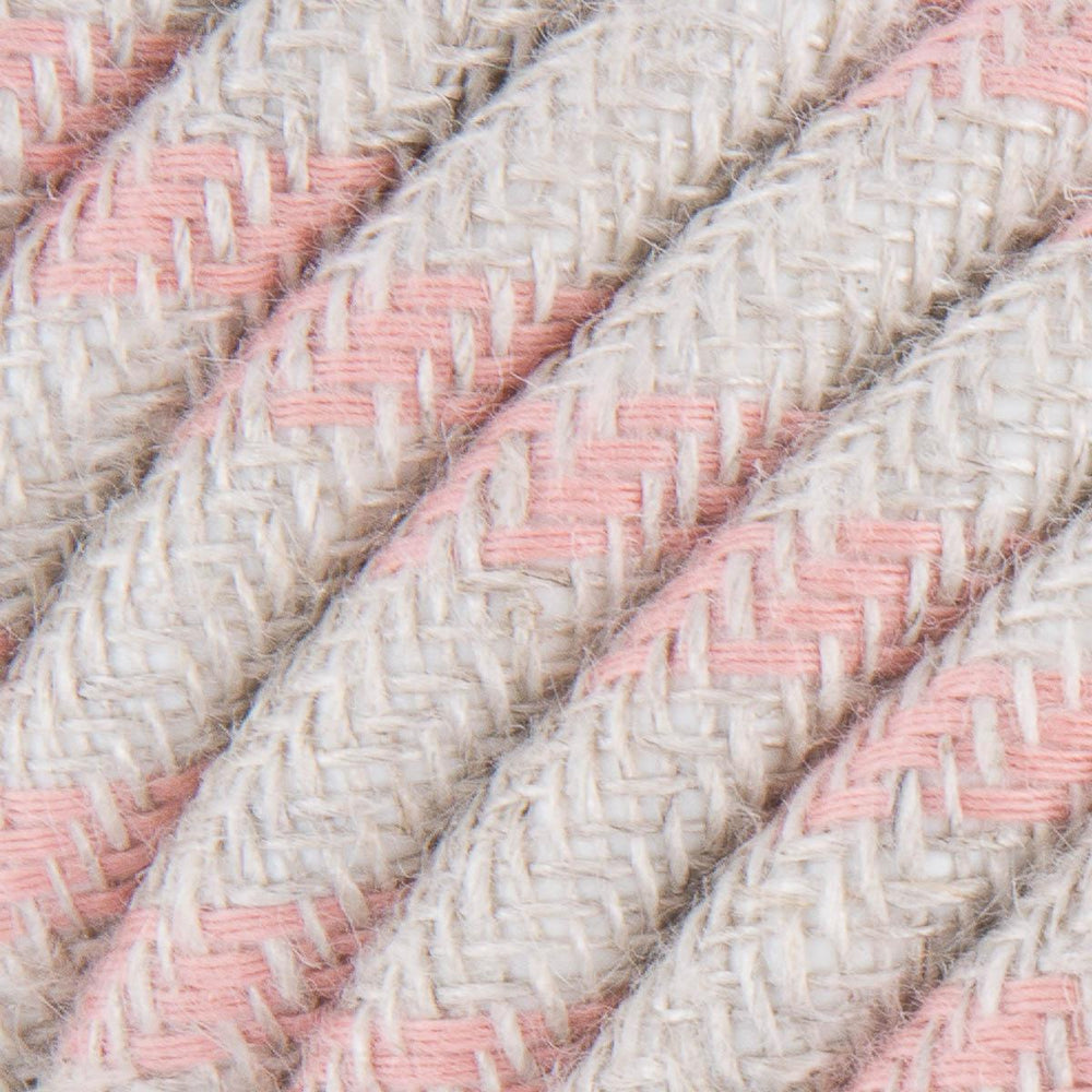 Premium Round Fabric Lighting Cable Stripes - Ancient Pink