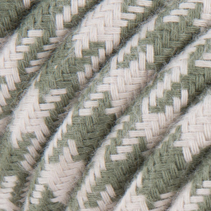 Premium Round Fabric Lighting Cable - Thyme Green & Dove